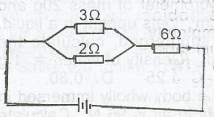 In the diagram above, the current passing through the 6\(\Omega\) resistor is 1.5A. Calculate the current in the 30\(\Omega\) resistor