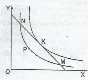 The consumer is at equilibrium at point
