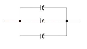 Three cells each of e.m.f 1.5 V and internal resistance 2.5Ω are connected as shown in the diagram above. Find the net e.m.f and the internal resistance
