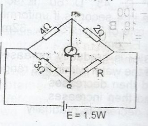 ln the diagram below, the galvanometer indicates a null-deflection. What is the potential difference between P and Q?
