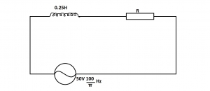 If the current in the resistor R in diagram above is 0.05A, calculate the p.d. across the inductor.
